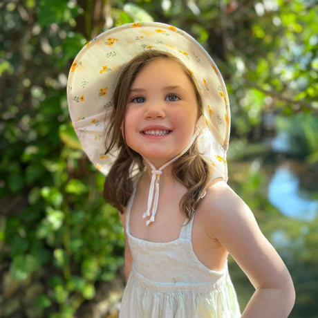 JAN&JUL Kids Cotton Adventure Hats | Yellow Flower