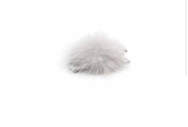 Olilia Small Mink Puff Hair Clip - Light Grey