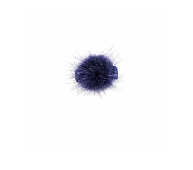 Olilia Small Mink Puff Hair Clip -Navy