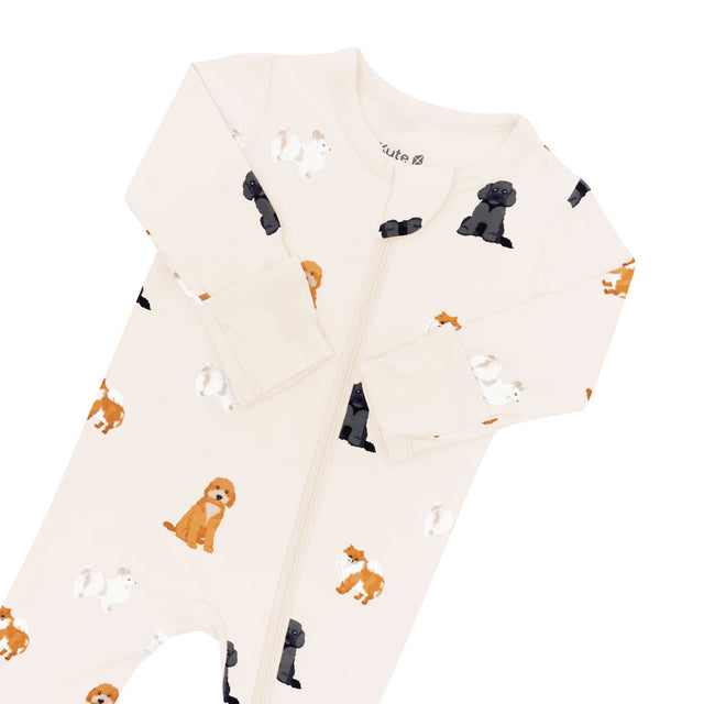 Kyte baby Zippered Footie in Fluffy Dog