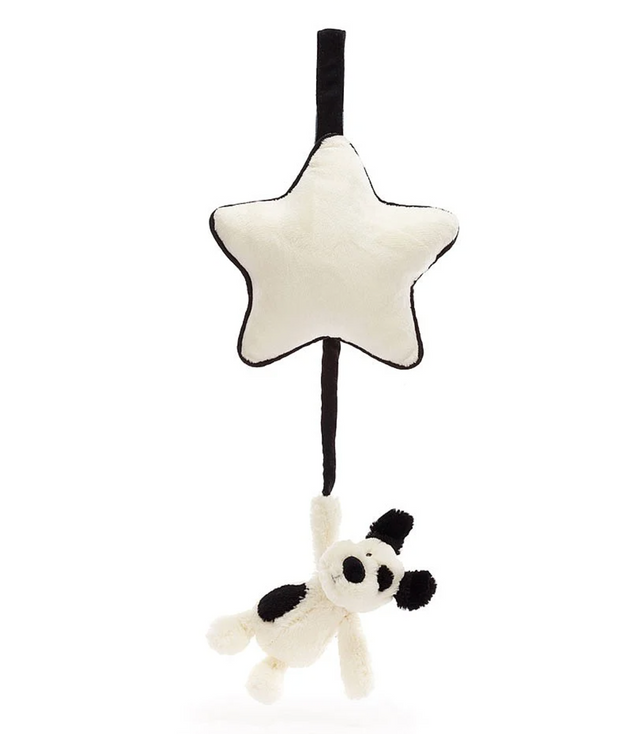 Jellycat Bashful Black & Cream Puppy Musical Pull