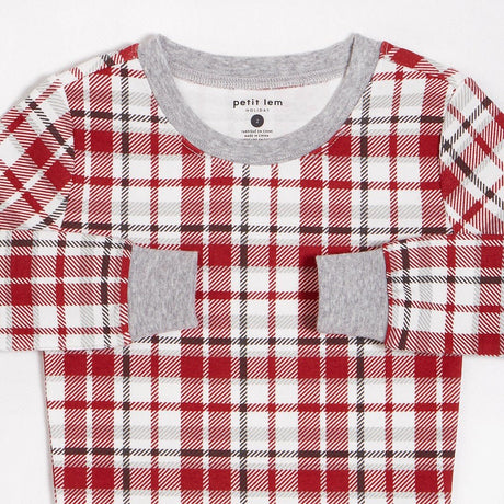 Petit Lem Kids Organic Cotton Holiday Red Plaid PJ Set