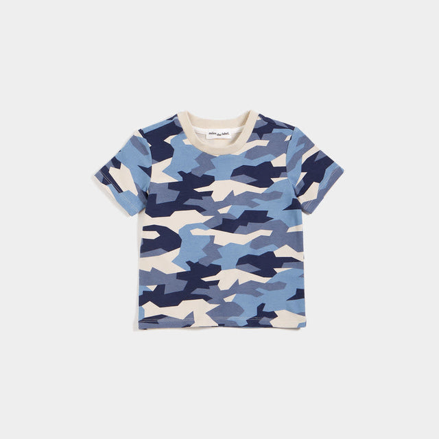 Miles the label Vintage Blue Camo Print T-Shirt