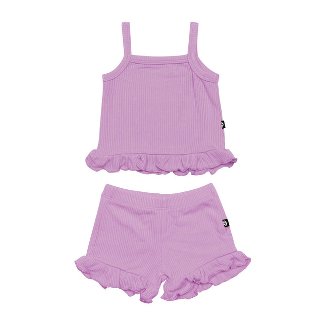 Kyte baby Ribbed Ruffle Tank Set in Poi