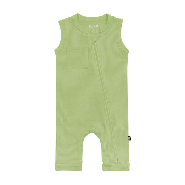Kyte baby Ribbed Zippered Sleeveless Romper in Honu