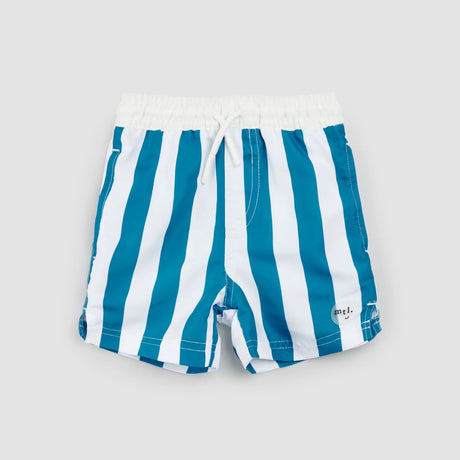 Miles the label Striped Bluejay & White Swim Trunks