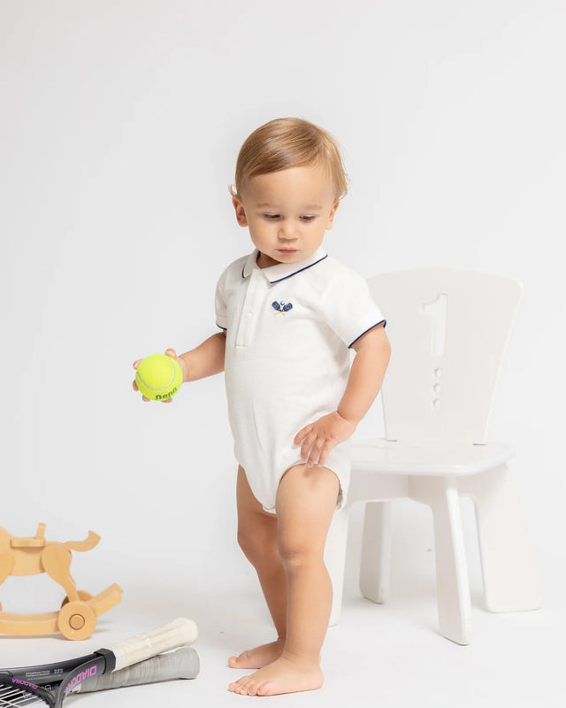 Blara Organic Polo Bodysuit - Tennis Embroidery