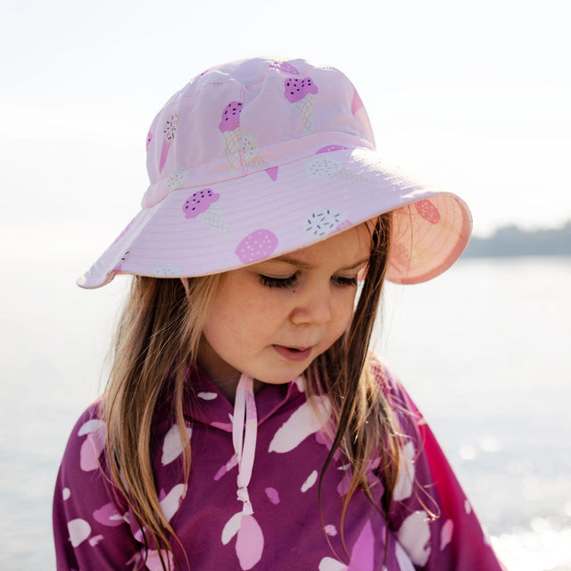 JAN&JUL Kids Water Repellent Bucket Hats | Pink Ice Cream