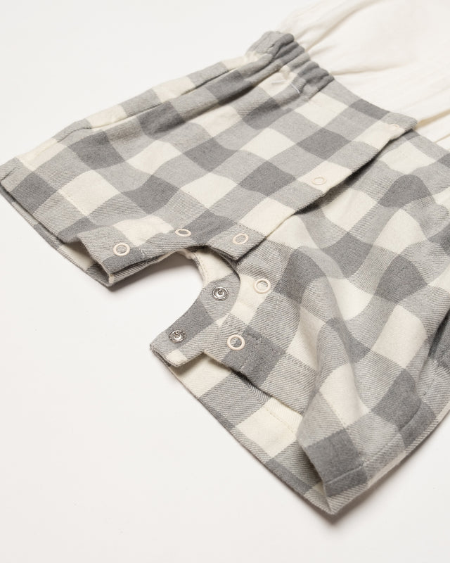 Blara Organic Pleated Check Gift Set - Size 3-6 - Grey Check