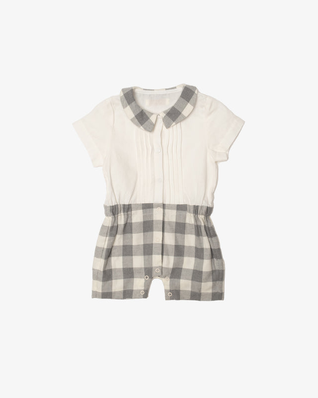 Blara Organic Pleated Check Gift Set - Size 3-6 - Grey Check