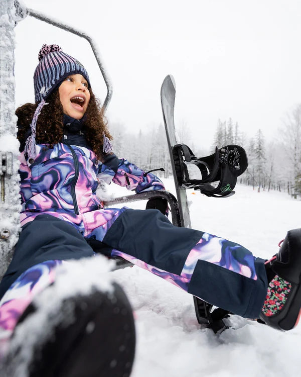 Deux Par Deux One-Piece Teknik Snowsuit Pink And Blue Marble
