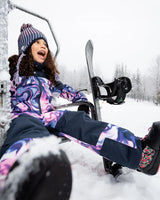 Deux Par Deux One-Piece Teknik Snowsuit Pink And Blue Marble