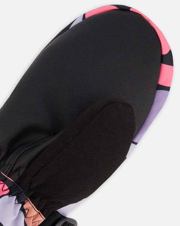 Deux Par Deux Winter Mittens Teknik Black Retro Flower Print