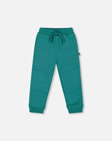 deux par deux Fleece Sweatpants With Articulated Knees Forest Green