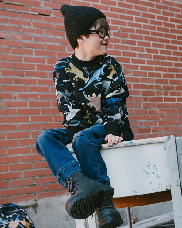 deux par deux printed fleece sweatshirt - Dino