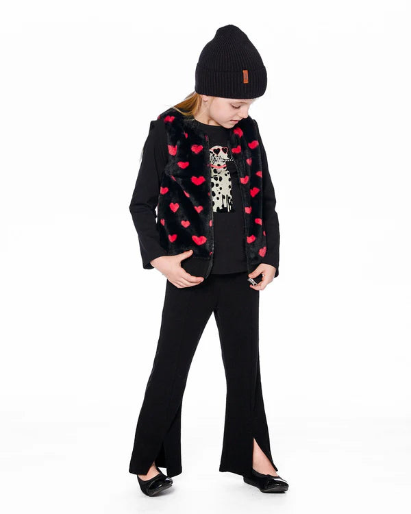 deux par deux Ribbed Leggings Bootleg With Slit Black