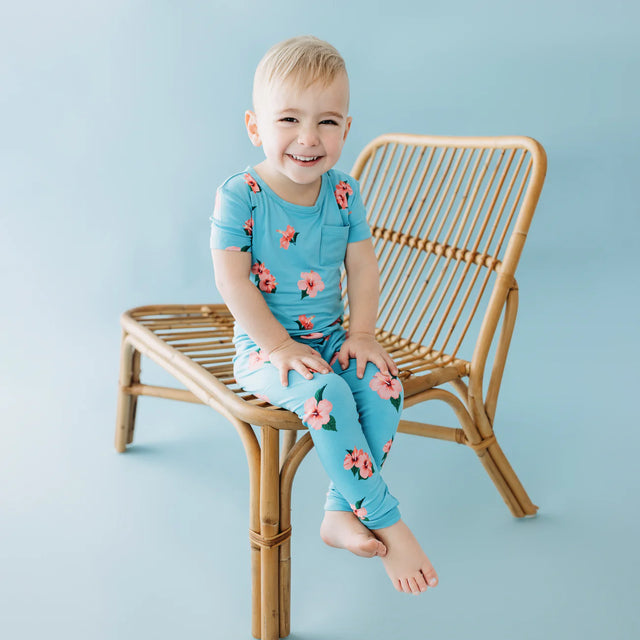 Kyte baby Short Sleeve with Pants Pajamas in Hibiscus