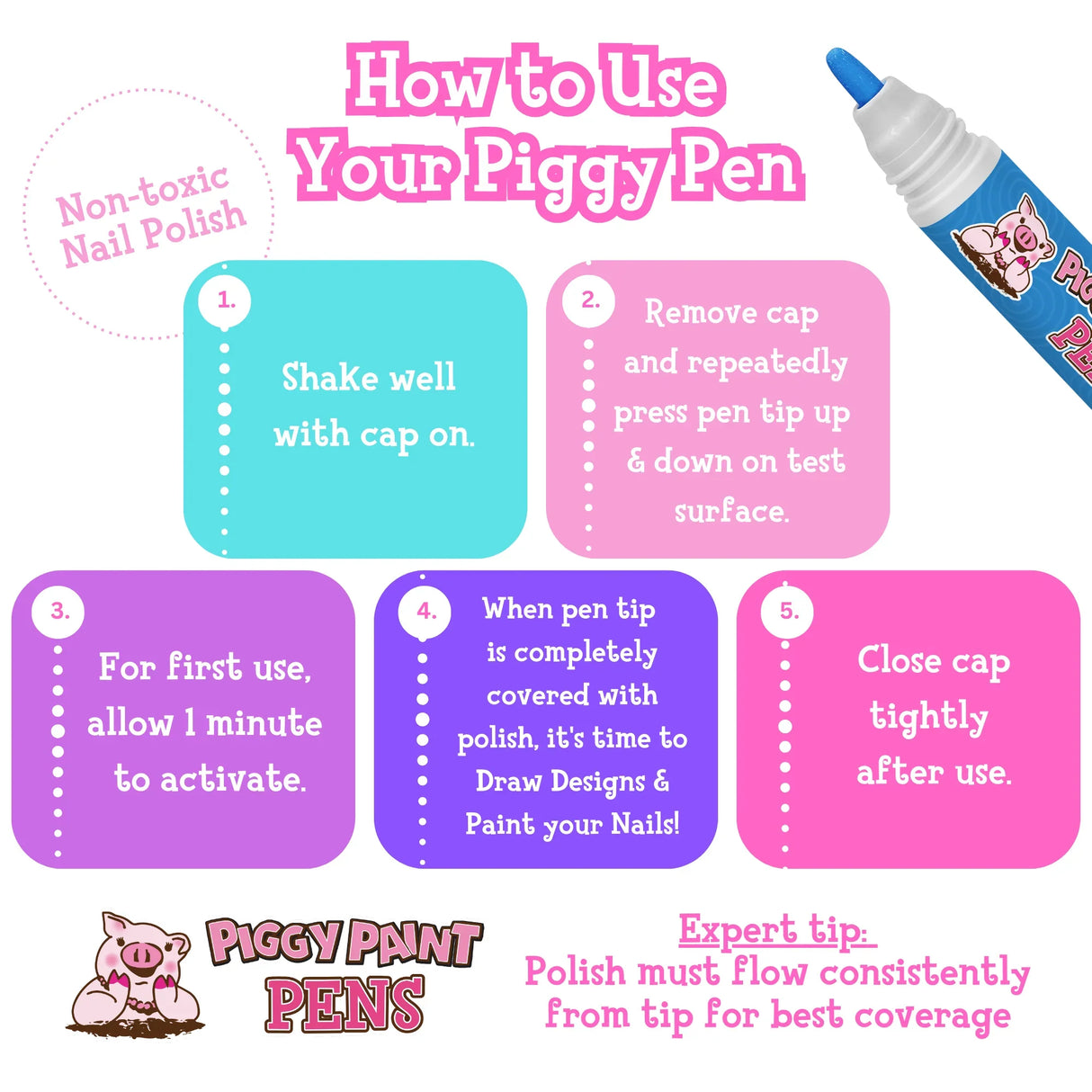Piggy Paint Nail Polish Pen - Purple Power