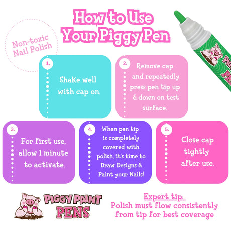 Piggy Paint Nail Polish Pen - Giggly Green