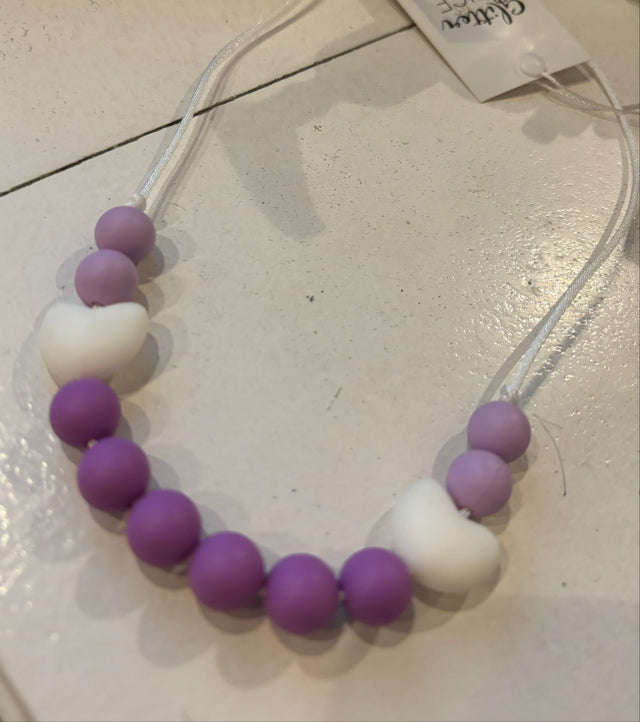 Glitter & Spice Kids Teething Necklace - Purple Heart