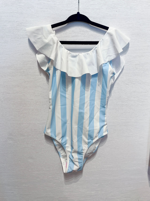 Stella Cove Blue and White Striped bathing Suit 6y