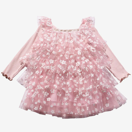 PETITE HAILEY Layered Flower Dress - Pink