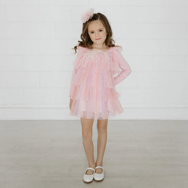 PETITE HAILEY Daisy Ombre Layered Dress - Pink