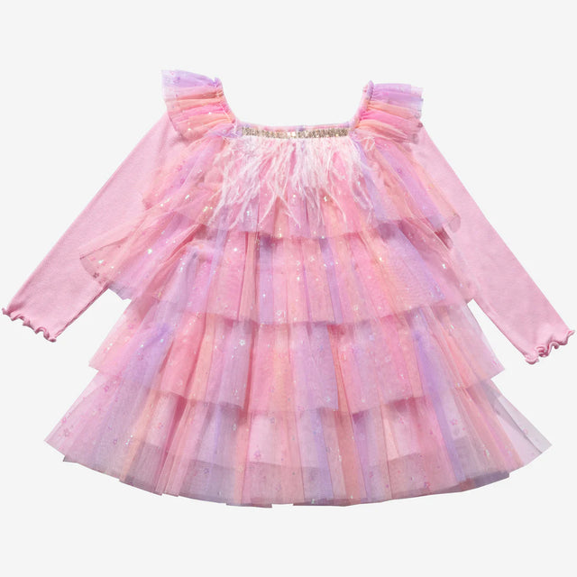 PETITE HAILEY Daisy Ombre Layered Dress - Pink