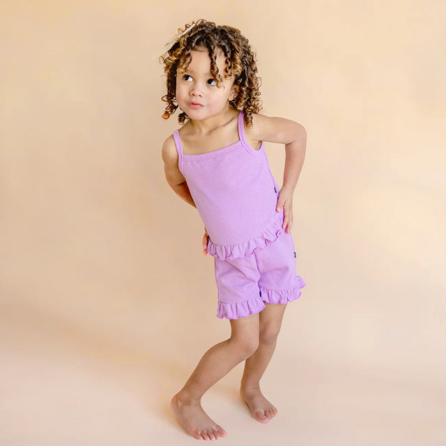 Kyte baby Ribbed Ruffle Tank Set in Poi