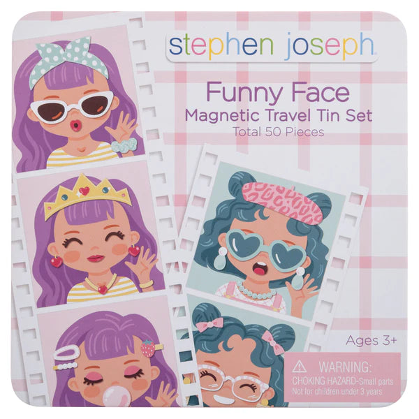 Stephen Joseph Funny Face Magnetic Travel Tin Set - Girl