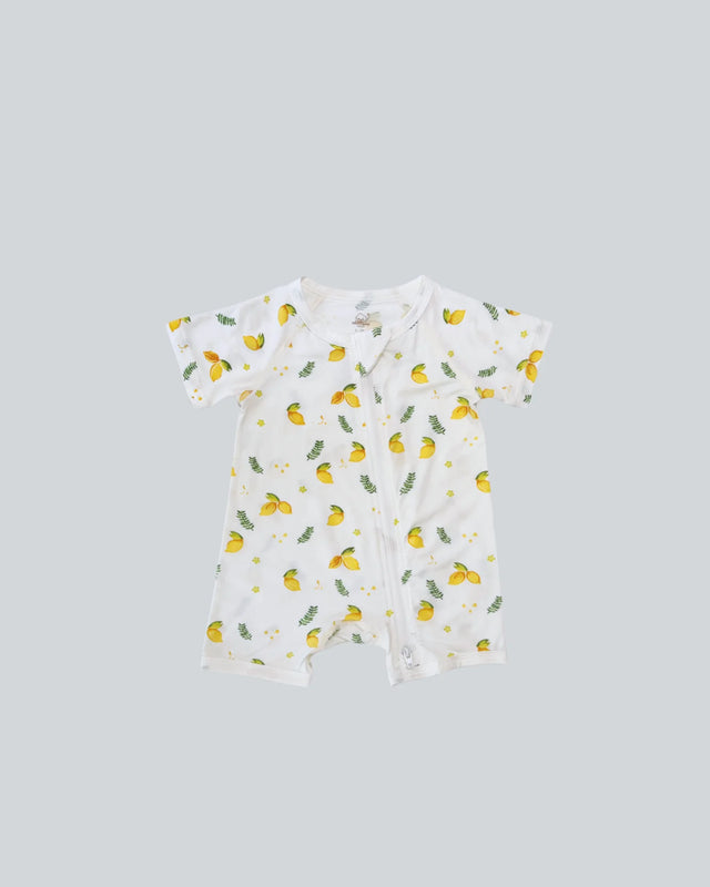 Blara Organic Short Sleeve Romper - Lemon Print
