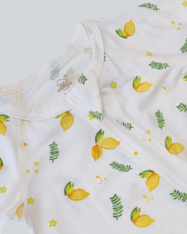 Blara Organic Short Sleeve Romper - Lemon Print