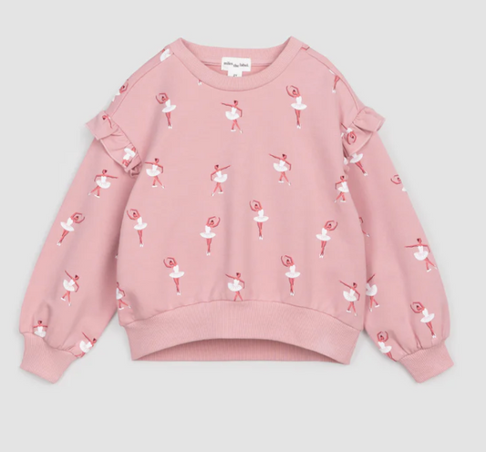 Miles the label Ballerina Print on Rose Sweatshirt