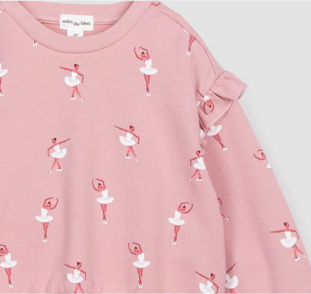 Miles the label Ballerina Print on Rose Sweatshirt