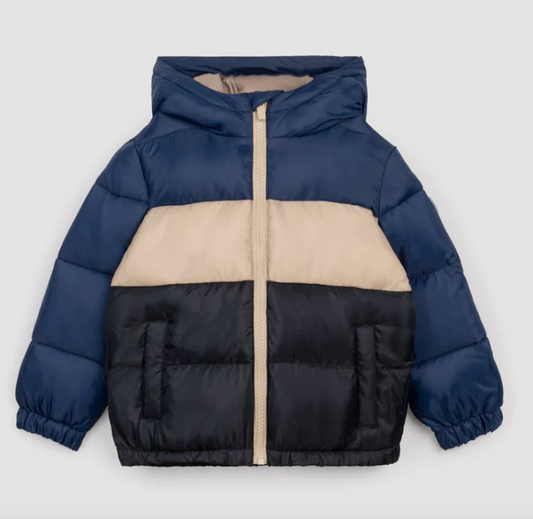 Miles the label Navy Color Block Hooded Packable