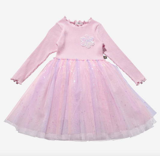 Petite Hailey Daisy Ombre Tutu Dress - Peach