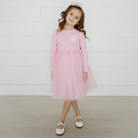 Petite Hailey Daisy Ombre Tutu Dress - Peach