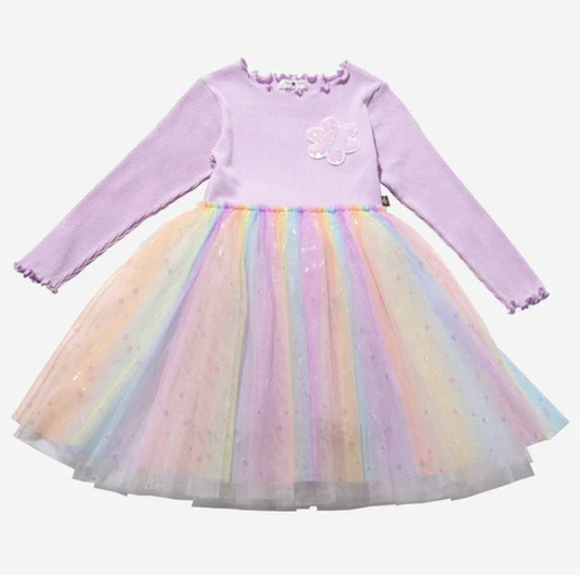 Petite Hailey Daisy Ombre Tutu Dress - Purple