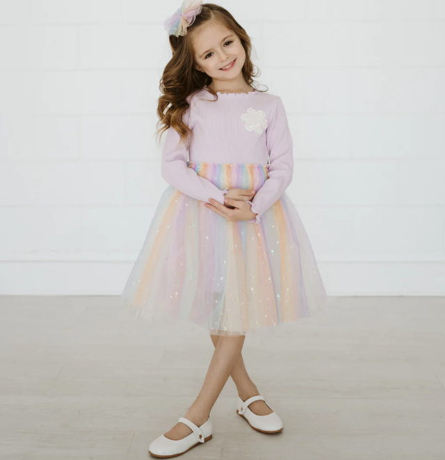 Petite Hailey Daisy Ombre Tutu Dress - Purple