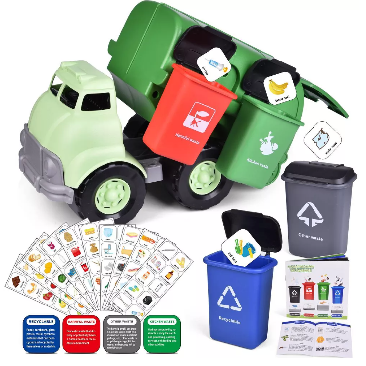 Green Toy Sorting Garbage Recycling Truck Mini Dreamers Canada