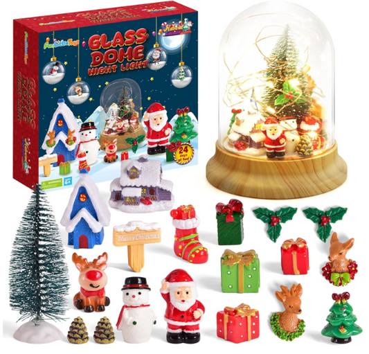 24 Days Christmas Advent Calendar - Glass Dome Night Light