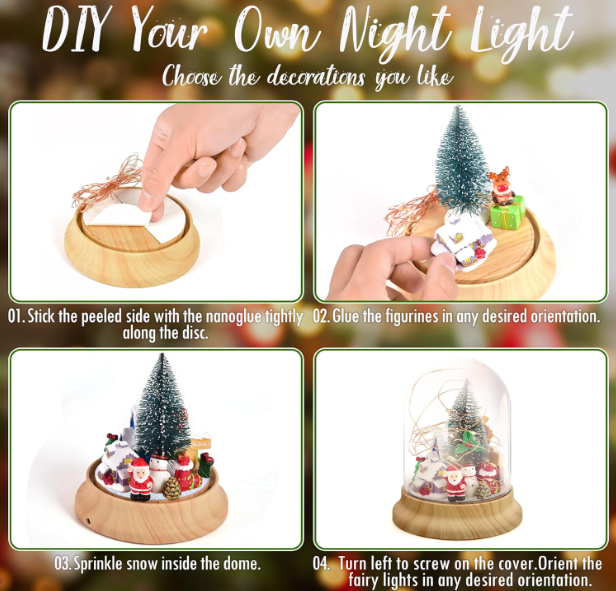 24 Days Christmas Advent Calendar - Glass Dome Night Light