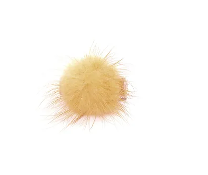 Olilia Small Mink Puff Hair Clip - Camel