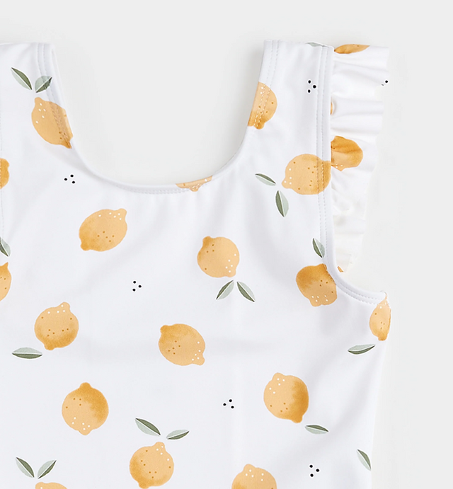 Petit lem One-Piece Swimsuit - Lemon Print On Off-White