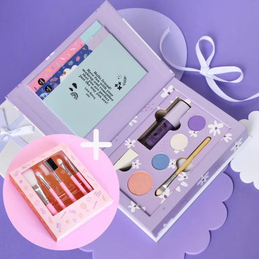 No Nasties | Nancy Purple Kids Natural Makeup Deluxe Box and Mini Brush Set Combo