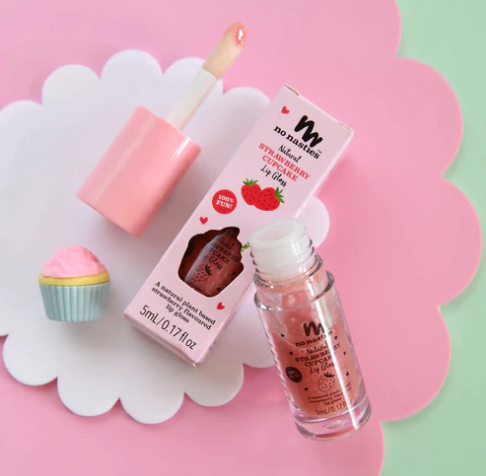 No Nasties Natural Kids Lip Gloss Wands - Shimmery Pastel Pink (Strawberry Cupcake)