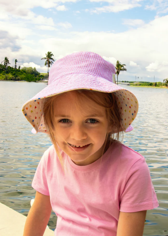 Roackahula Rainbow Hearts Reversible Sun Hat