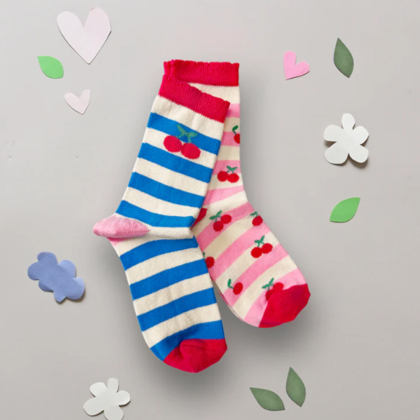 Rockahula Cherry Stripe 2 Pack Socks 3-5 years old