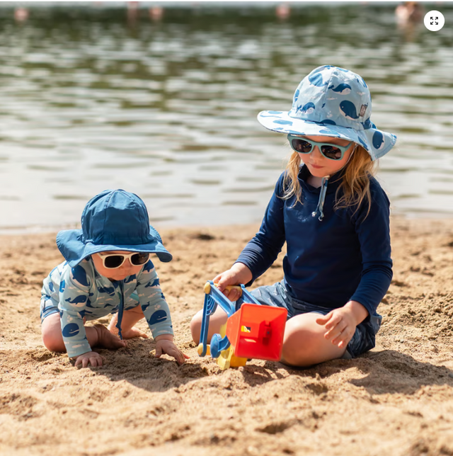 JAN&JUL Kids Cotton Floppy Hats | Blue Whale