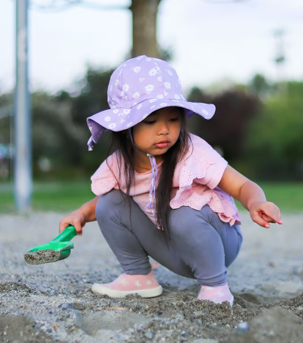 JAN&JUL Kids Cotton Floppy Hats | Purple Daisy